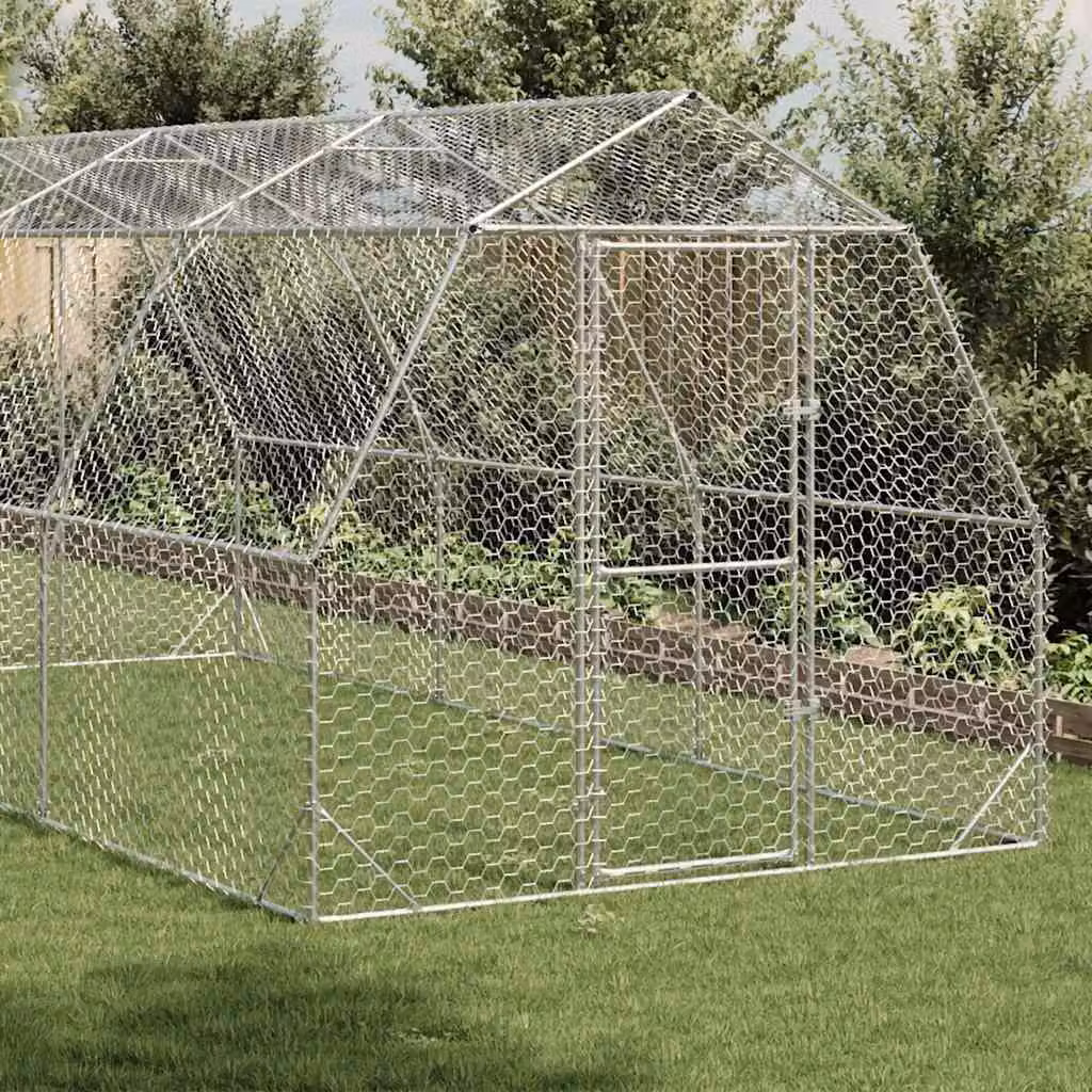 vidaXL Recinto per Polli 2,5x6x2,25 m in Acciaio Zincato