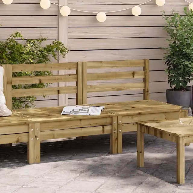 Set di 2 divani da giardino senza braccioli vidaXL in legno di pino impregnato marrone scuro stile rustico L: 63,5 cm, P: 63,5 cm, H: 62,5 cm