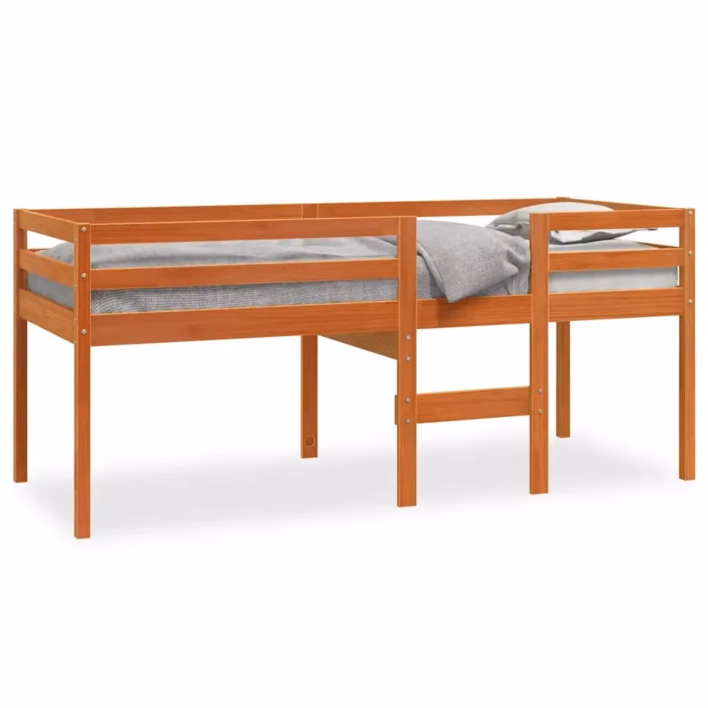 Letto a soppalco singolo vidaXL in legno massello di pino color marrone cera L: 200 cm, P: 80 cm, H: 150 cm – 2