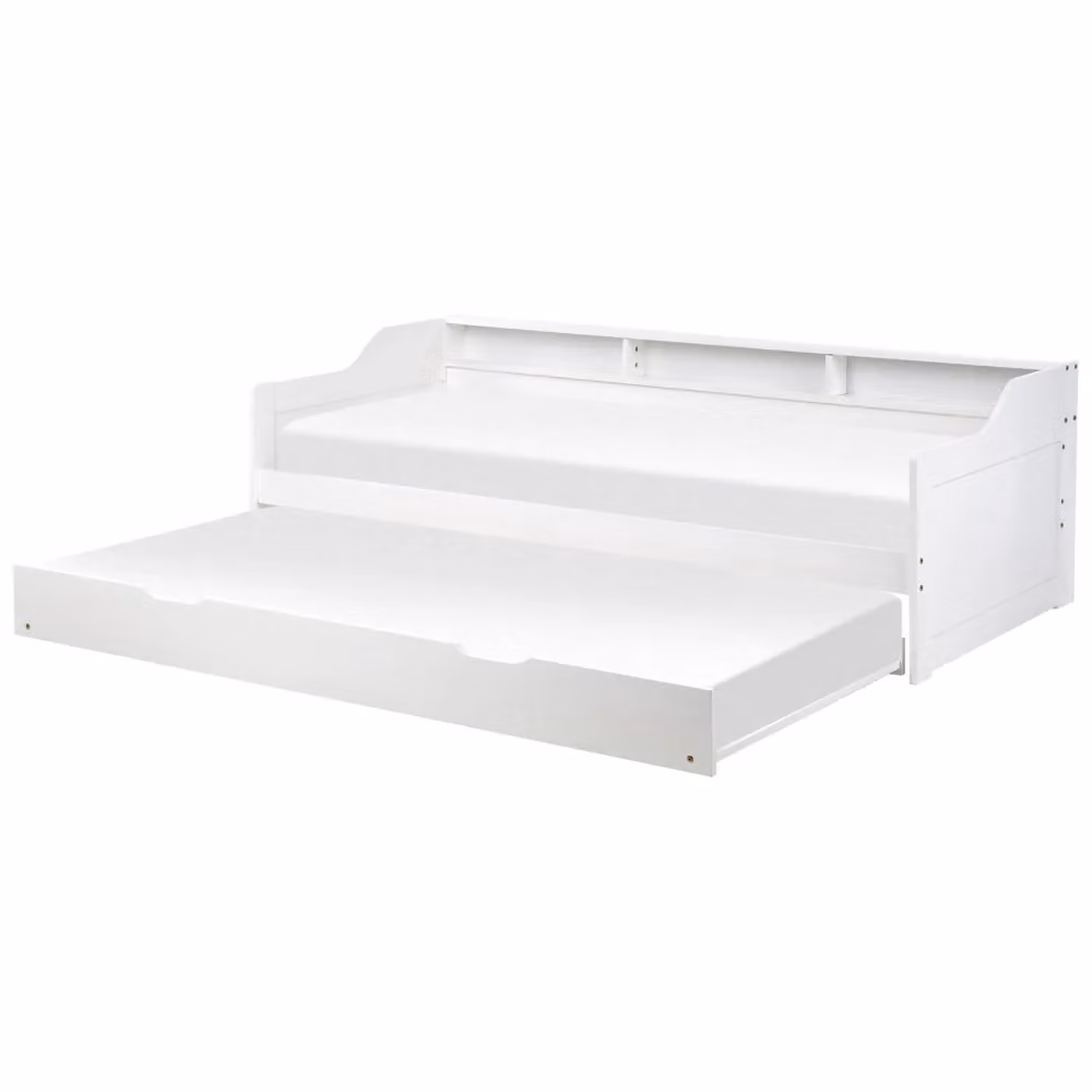 Letto a scomparsa Beliani in pino bianco con struttura in velluto, misura singola 90 x 200 cm – 2