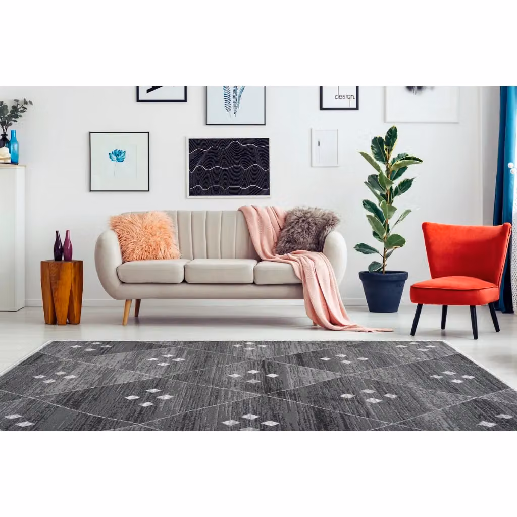 Tappeto Vancouver 510 Kendra Home con motivi geometrici moderno in grigio e bianco – 2