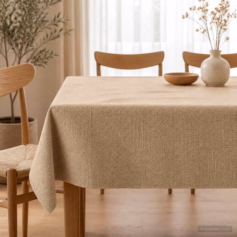 Tovaglia rotonda in juta naturale vidaXL, colore beige/marrone, Ø 300 cm