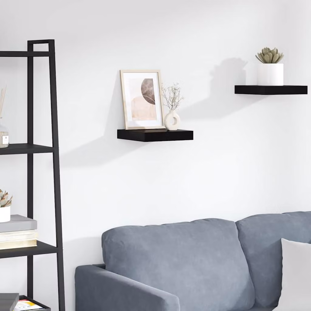 Scaffale a Parete vidaXL Nero Lucido in MDF e Metallo L: 23 cm, P: 23,5 cm, H: 3,8 cm
