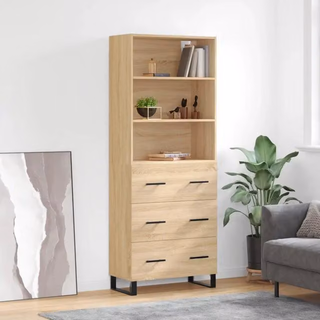 Credenza-Buffet-Armadio da cucina Rovere Sonoma 69,5x34x180 cm in Legno Multistrato 740669