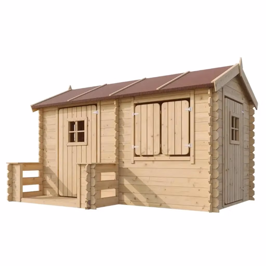 Casetta in legno per bambini Timbela M503 rossa L184 x P241 x H151 cm – 2