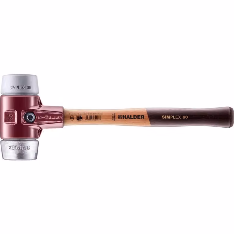Mazza SIMPLEX soft-face con alloggiamento TE e manico in legno, Ø 60, TPE-mid / metallo morbido