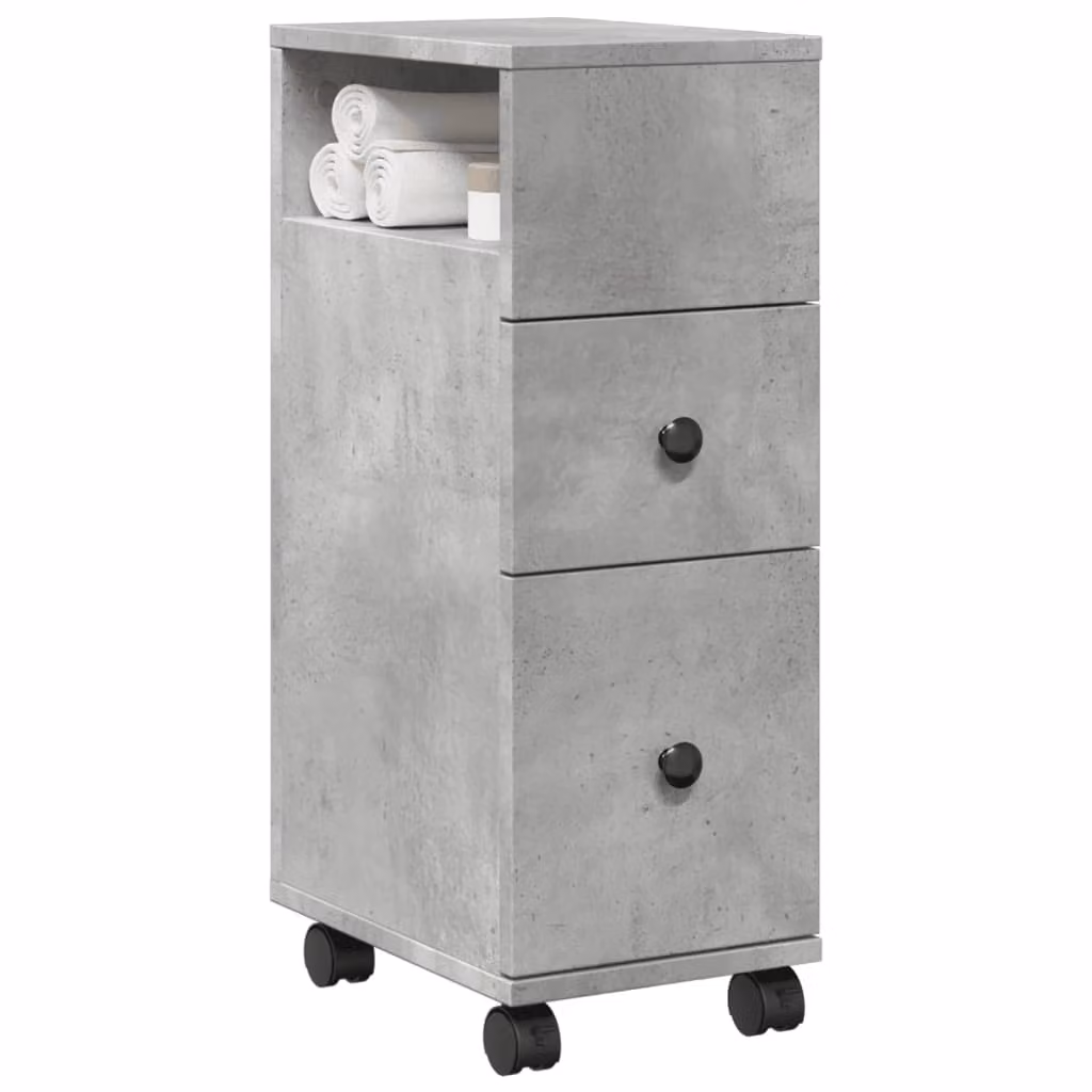 Mobile da bagno stretto con ruote vidaXL in MDF Grigio Cemento L/P/H: 20 x 23 x 65 cm