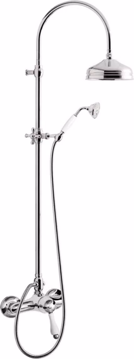 Set doccia da bagno retrò Art Nouveau Miscelatore doccia con colonna doccia argento/bianco - Set doccia miscelatore
