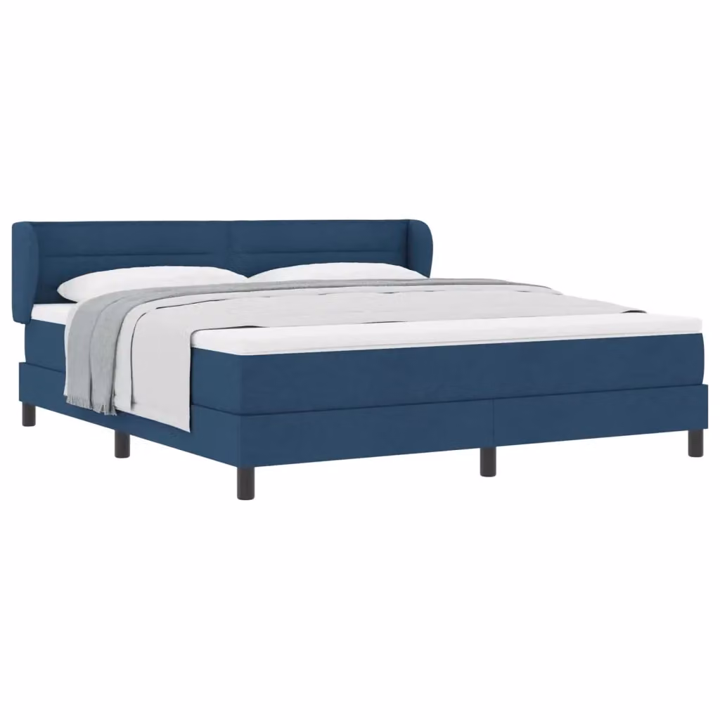 Letto a molle con testiera blu vidaXL in tessuto e legno L: 180 cm, P: 200 cm, H: 103 cm – 2