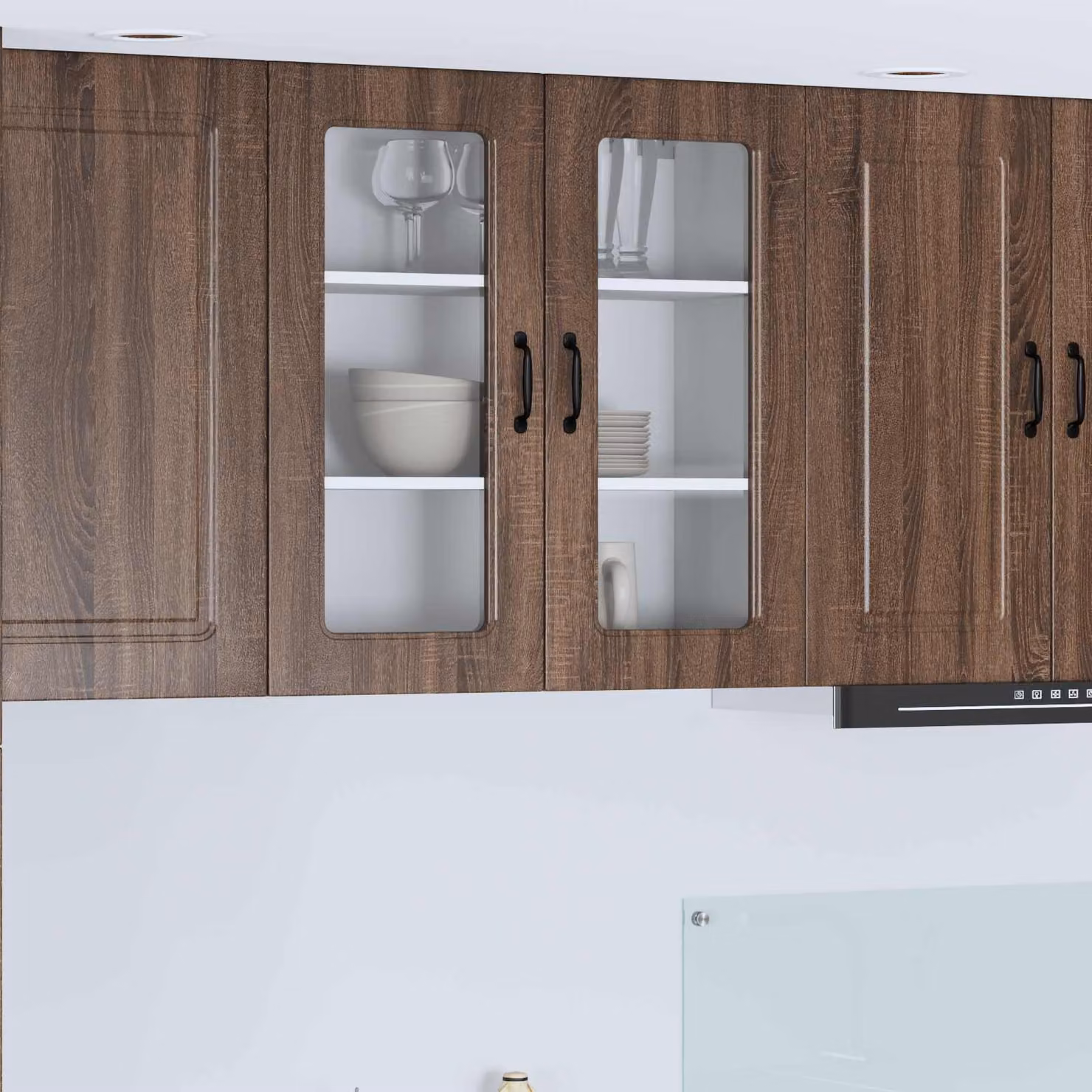 vidaXL Mobiletto pensile da cucina Kalmar in legno e MDF marrone con ante a battente e ripiani interni L/P/H: 80 x 31 x 80 cm