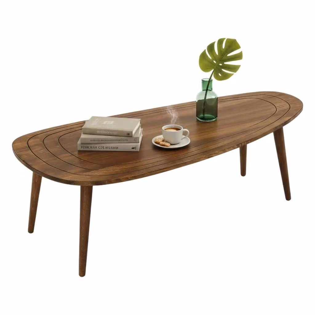 Tavolino da salotto Eugenia DMORA in legno color noce, forma ovale, L: 115 cm, P: 50 cm, H: 38 cm – 2