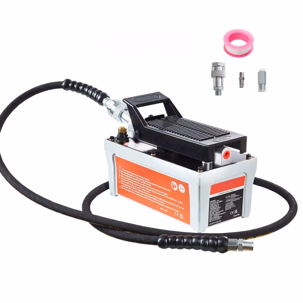 Pompa idraulica pneumatica 700 bar 1,6L - Pompa idraulica 0,8L/min (a vuoto) 0,16L/min (sotto carico) - Pompa idraulica a pedale con tubo flessibile da 2 m - Pompa pneumatica a pedale - Riparazione auto - Riempimento del serbatoio dell'olio - Manutenzione