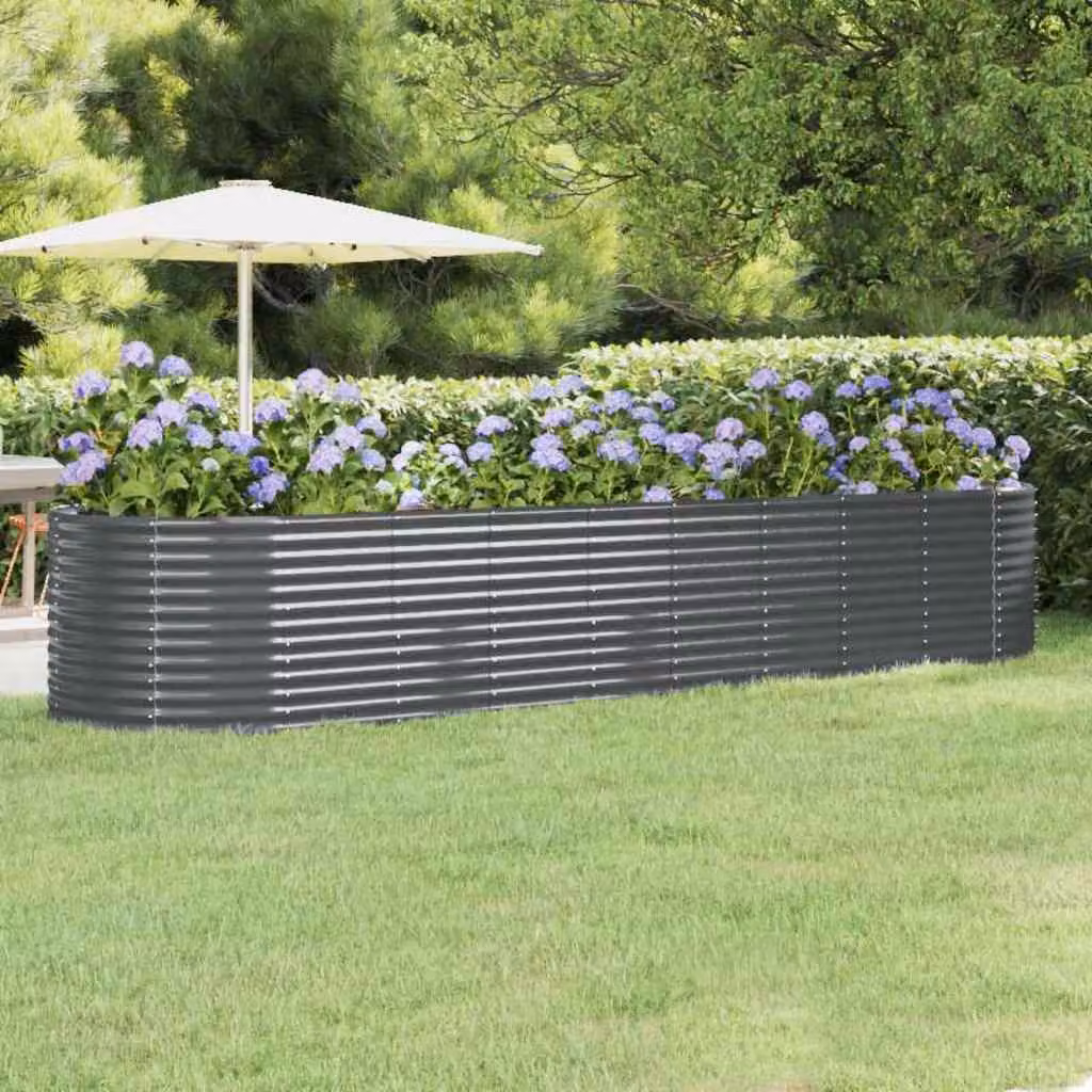 Letto rialzato da giardino vidaXL in acciaio zincato, colore antracite, L: 396 cm, P: 100 cm, H: 68 cm