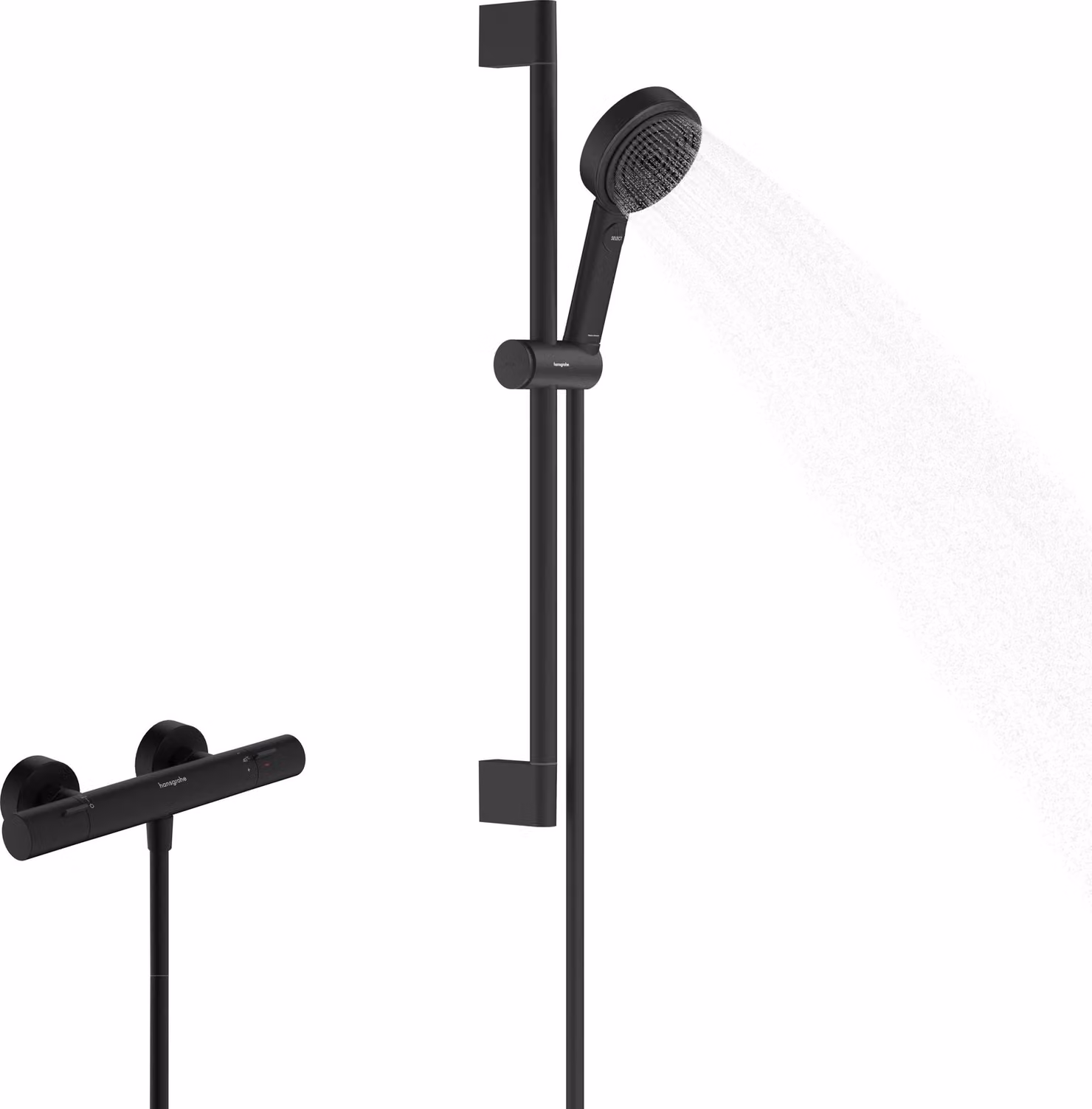 hansgrohe Pulsify Select S set de douche 105, 3jet Relaxation, Ecostat Fine, EcoSmart, barre de douche 650mm, 24262670, 24262670