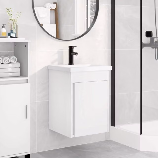 Mobile bagno moderno vidaXL bianco con rubinetto L: 42 cm, P: 40 cm, H: 74,5 cm