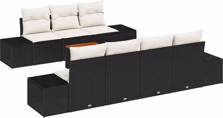 Maison Exclusive - Set Divano da Giardino 8 pcs Nero e Crema polyrattan