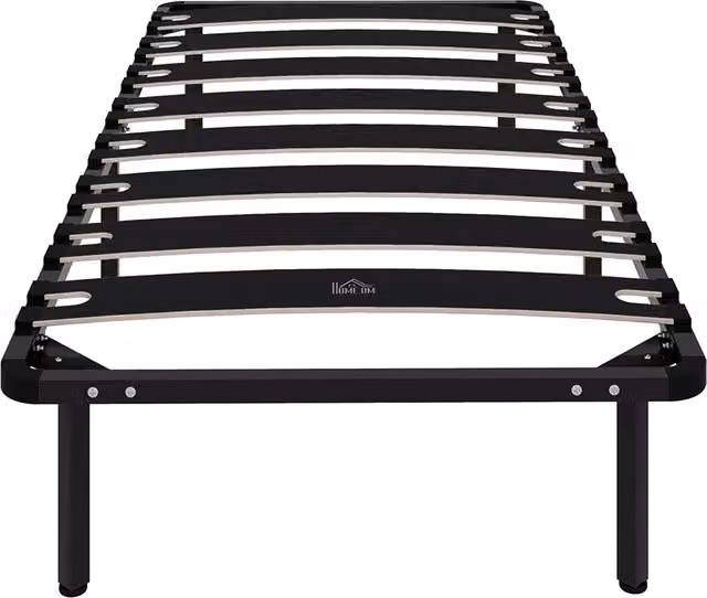 Letto Contenitore in Metallo con Doghe in Legno ¨C Minimal ¨C 90x190 cm Nero