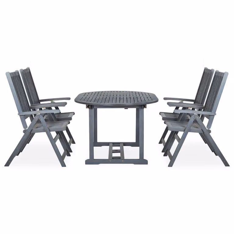 vidaXL Set da pranzo da giardino 5 pezzi in legno massiccio grigio acacia