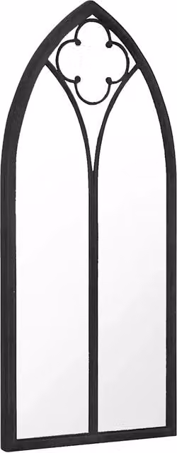 Specchio da giardino Design In nero in metallo e vetro con finitura antica, L: 100 cm, H: 45 cm