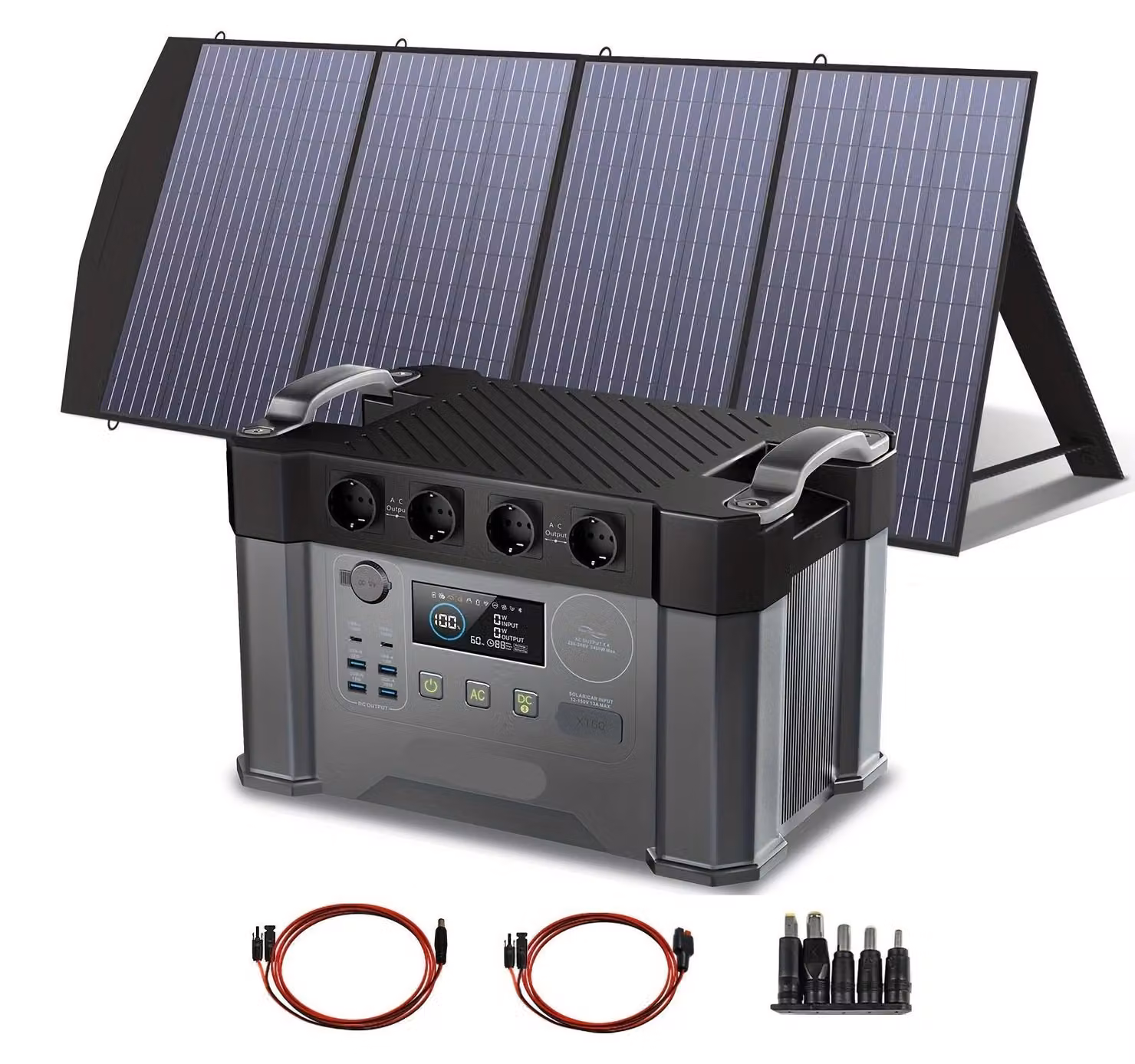 Centralina di alimentazione portatile - Batteria esterna - Alimentazione elettrica - Energia solare - Potenza: 2400W