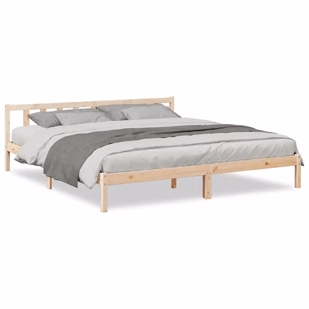 Letto Extra Lungo vidaXL in Legno di Pino Rustico senza Materasso L: 205,5 cm, P: 215,5 cm, H: 69,5 cm – 2