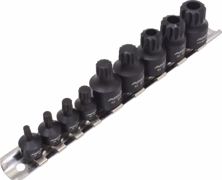 Set bussole con inserti Torx XZN a impatto 1/4'' 3/8'', da M4 - M18 .9 pezzi