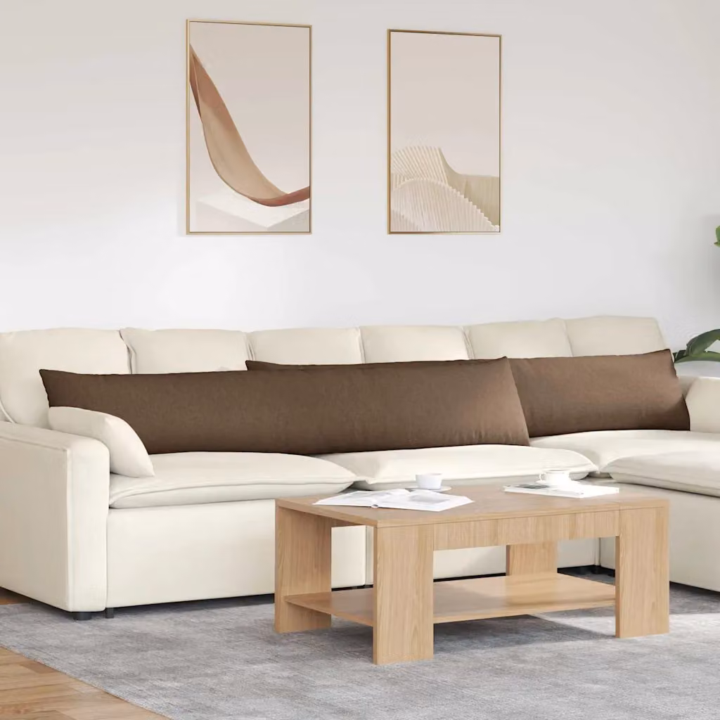 Set di 2 cuscini da divano vidaXL in tessuto marrone, L 200 cm x P 40 cm x H 40 cm