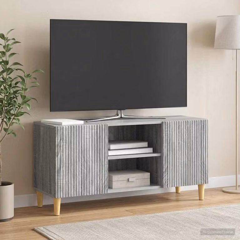 Mobile TV moderno vidaXL in legno ingegnerizzato grigio, L 102 x P 34,5 x H 50 cm