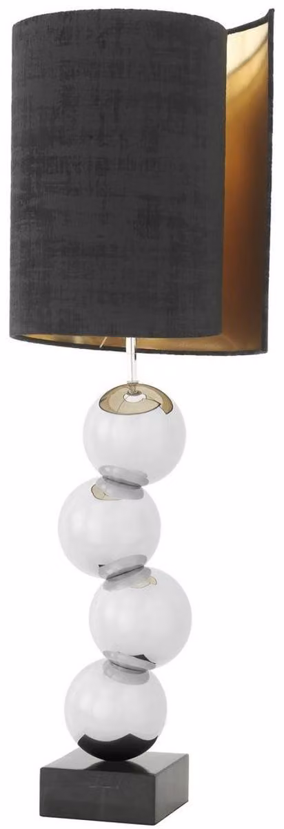 Casa Padrino lampada da tavolo di design argento / nero Ø 32 x H. 100 cm - Lampada da tavolo moderna con base in marmo - Collezione Luxury