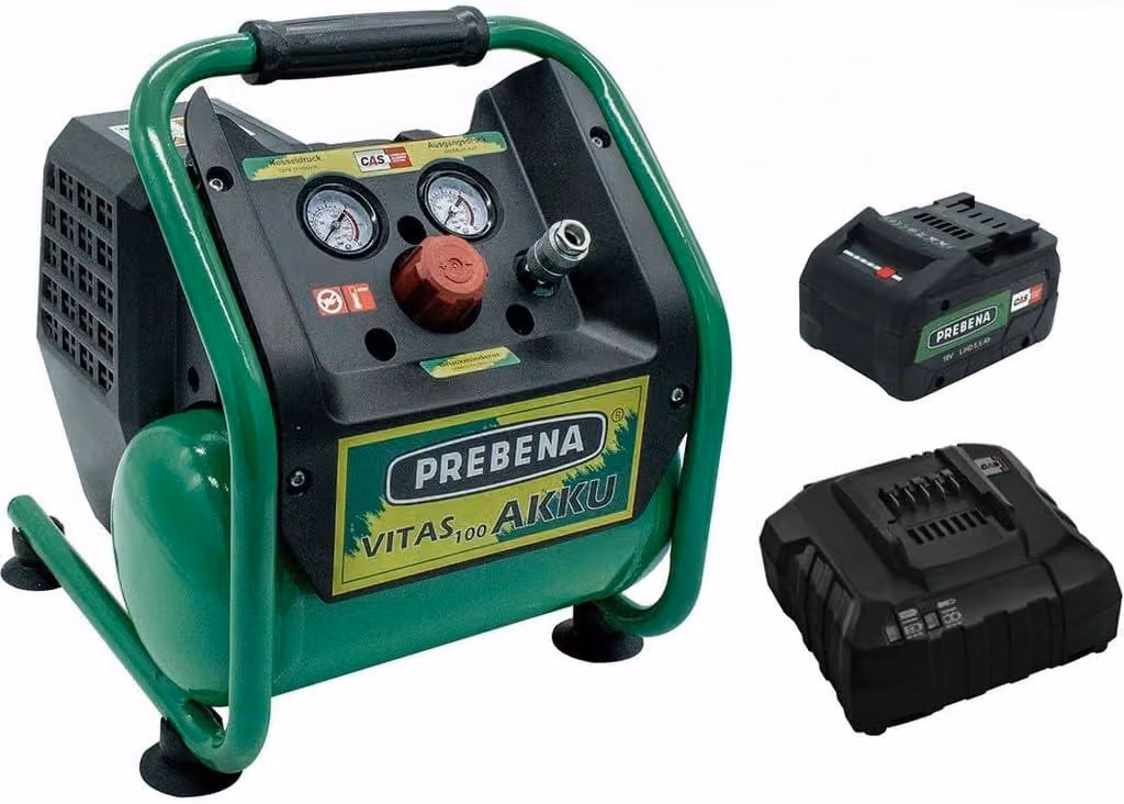 Compressore Accu - 18 V - 5 litri - 8 bar - senza olio - motore brushless - include batteria e caricabatterie