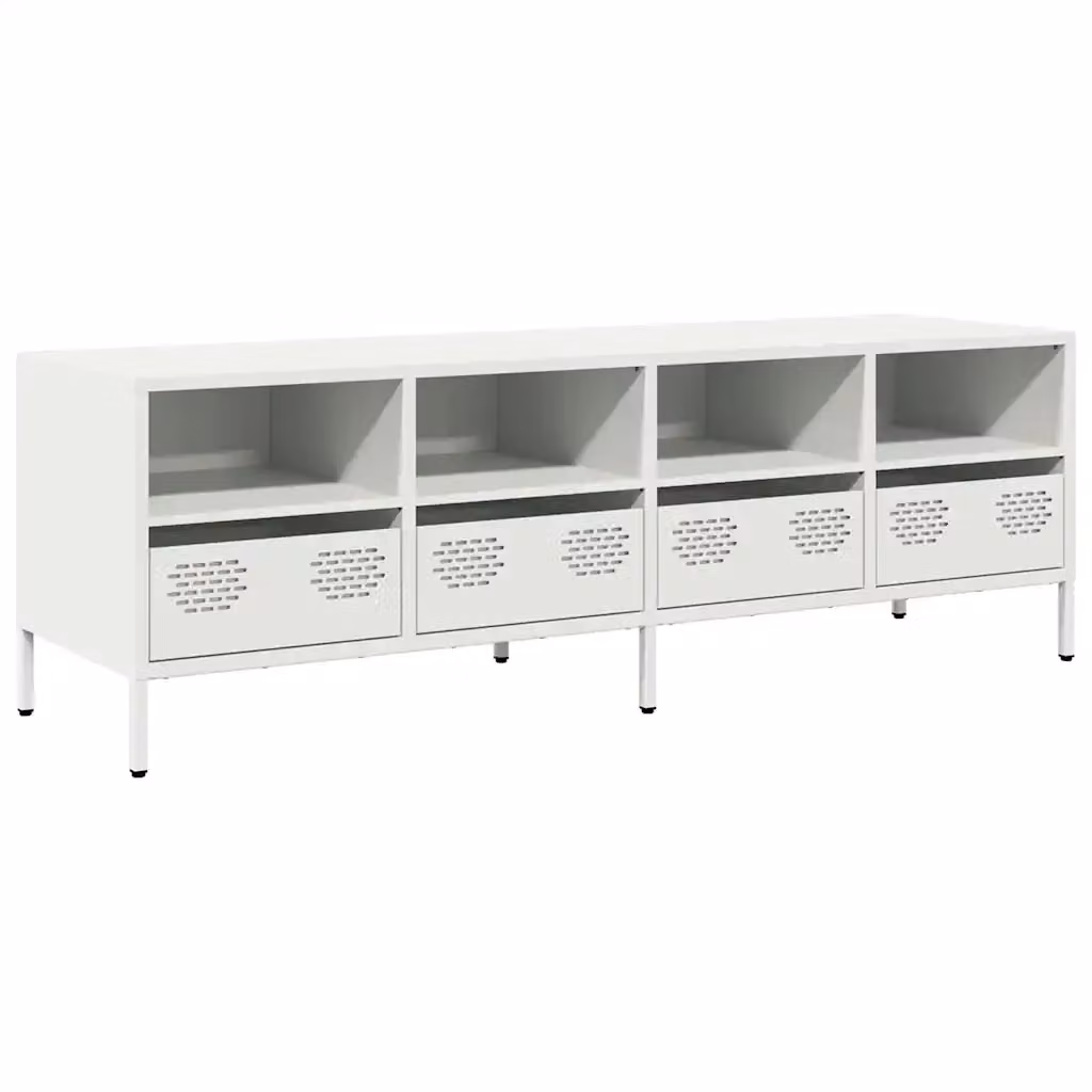 Mobile TV vidaXL in metallo bianco stile industrial L/P/H: 135 x 39 x 43,5 cm – 2