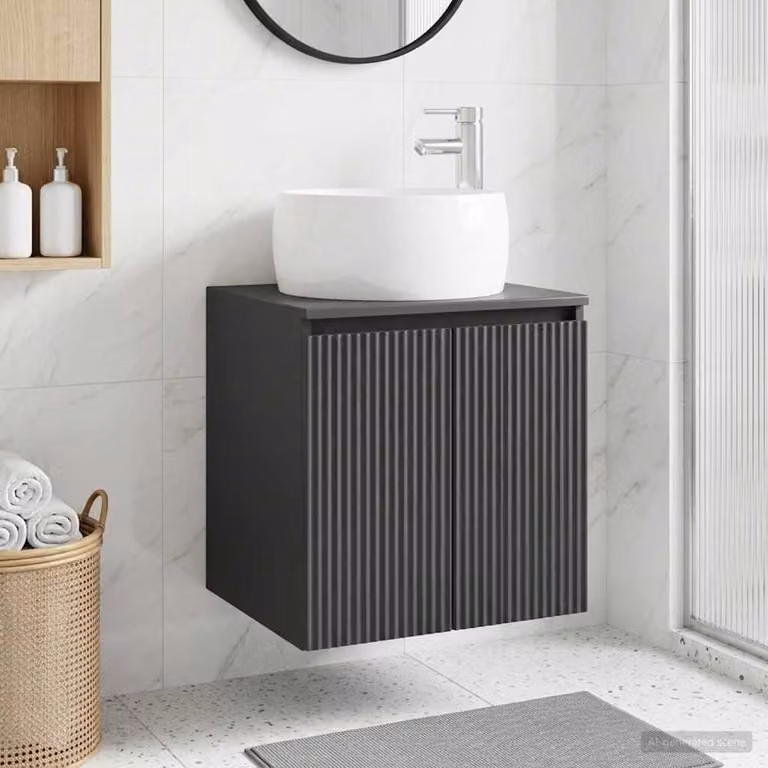 Mobile Lavabo da Parete Moderno vidaXL Nero con Ante a Battente L/P/H: 49,5 x 44,5 x 66 cm