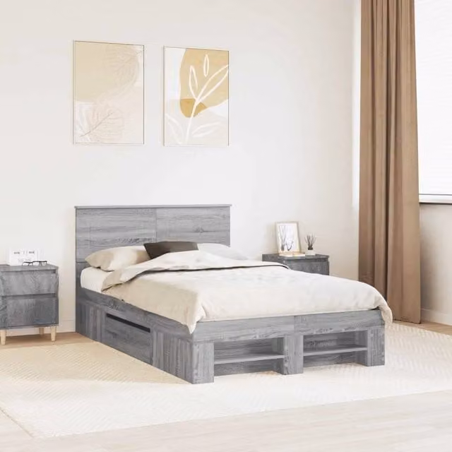 Struttura del letto con testiera Grigio Sonoma 120 x 200 cm 3408779