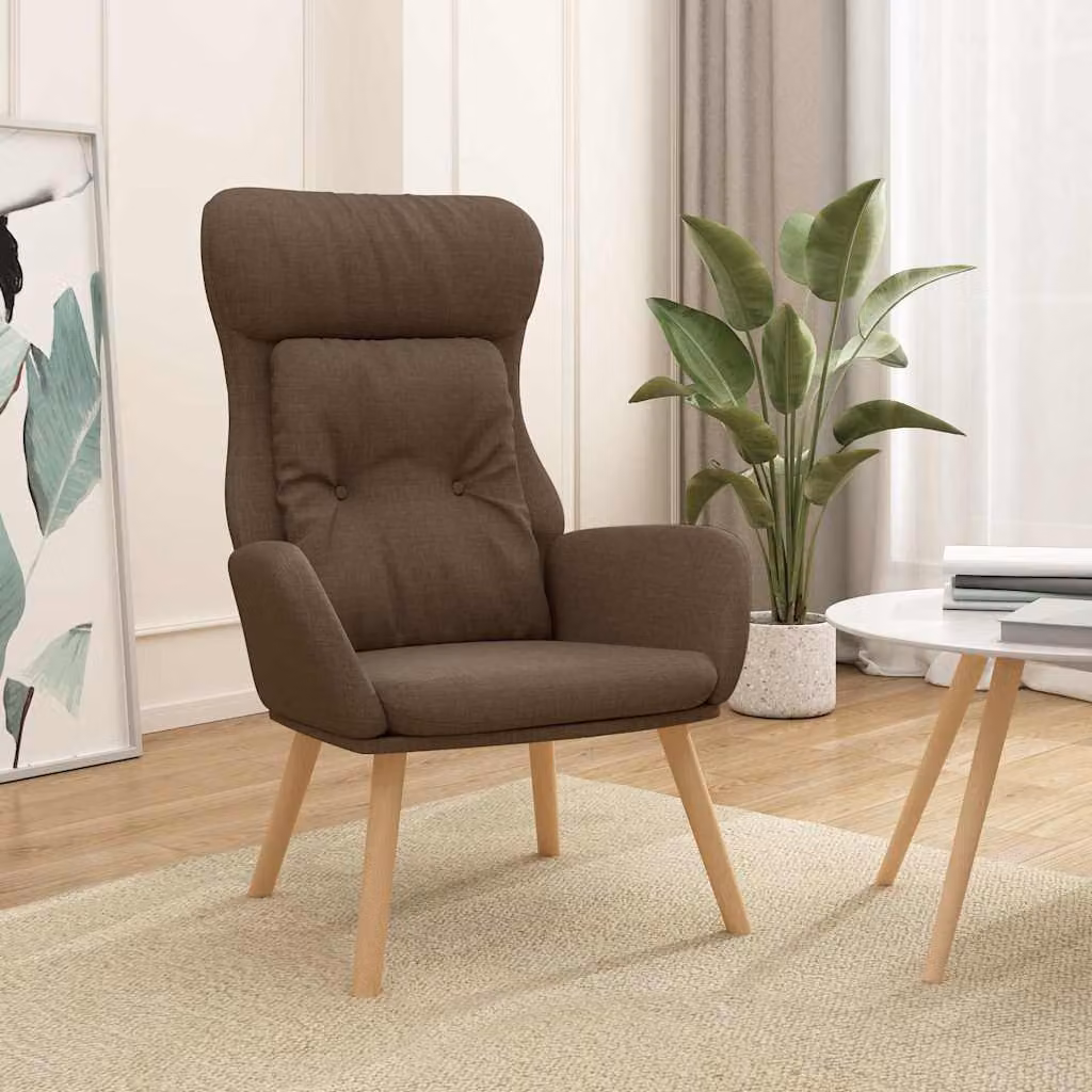vidaXL Poltrona Rilassante Recliner in Tessuto Marrone con Braccioli e Struttura in Metallo e Legno