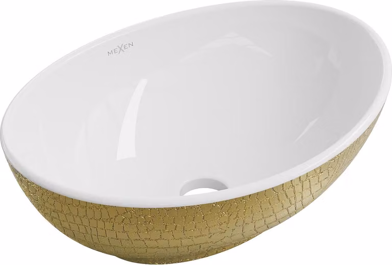 Mexen Elza lavandino da appoggio 40 x 33 cm, bianco/oro motivo squama - 21014008