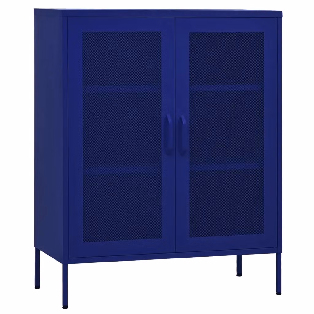 Armadietto in metallo vidaXL Blu Marino con ante a battente L: 80 cm, P: 35 cm, H: 101,5 cm – 2