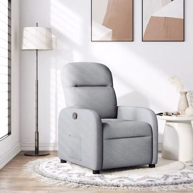 Poltrona Reclinabile Relax vidaXL in Tessuto Grigio con Braccioli e Apertura Automatica