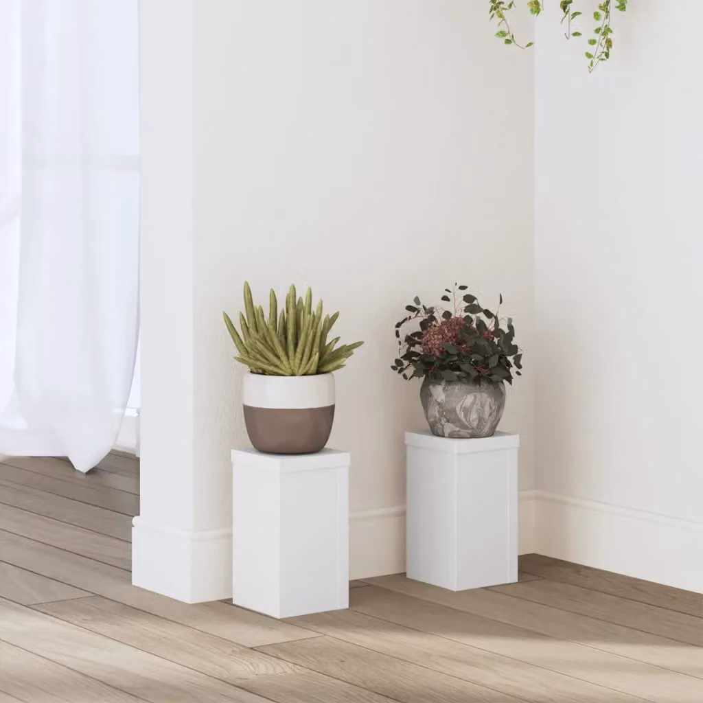 Set di 2 supporti per piante da tavolo vidaXL in legno, colore bianco, L/P/H: 10 x 10 x 18 cm