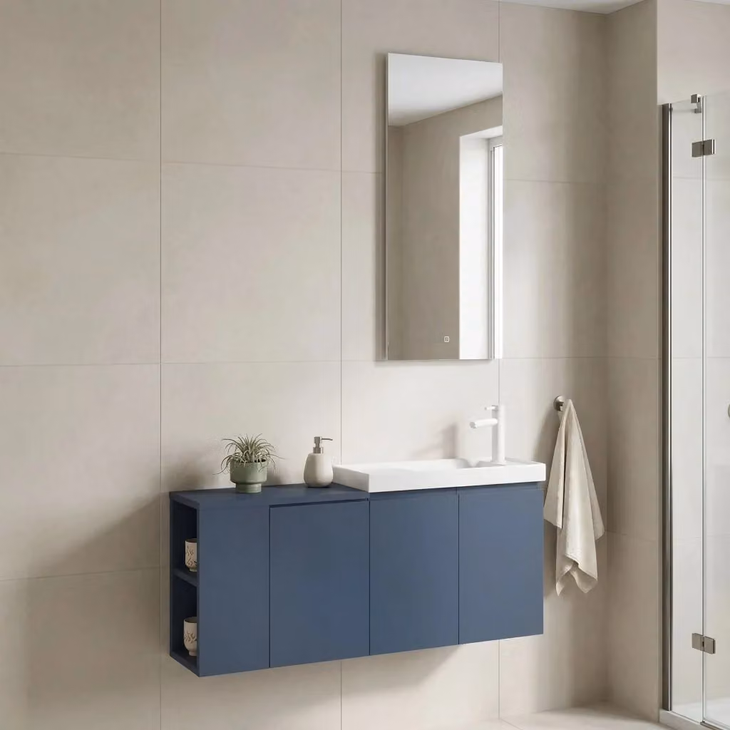 Set mobile lavabo con specchio Hanah Home Ferla 110 Blu opaco L: 40 cm, P: 22 cm, H: 45 cm – 2