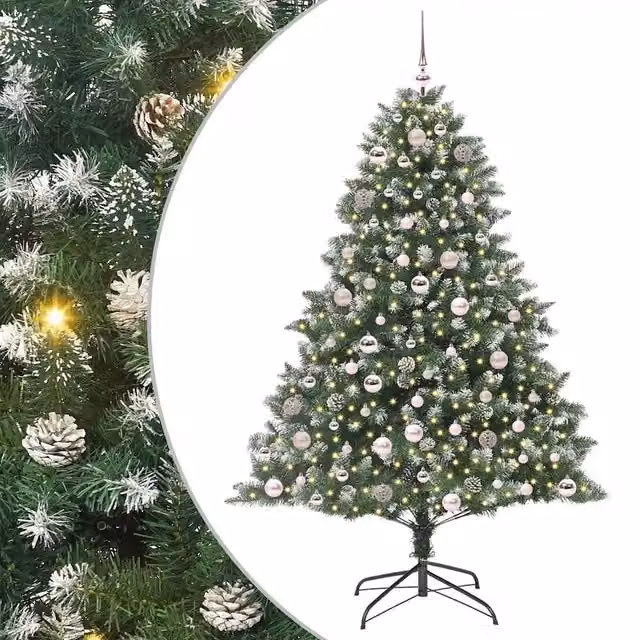 Albero di Natale artificiale verde vidaXL con luci LED bianco caldo, Altezza: 180 cm