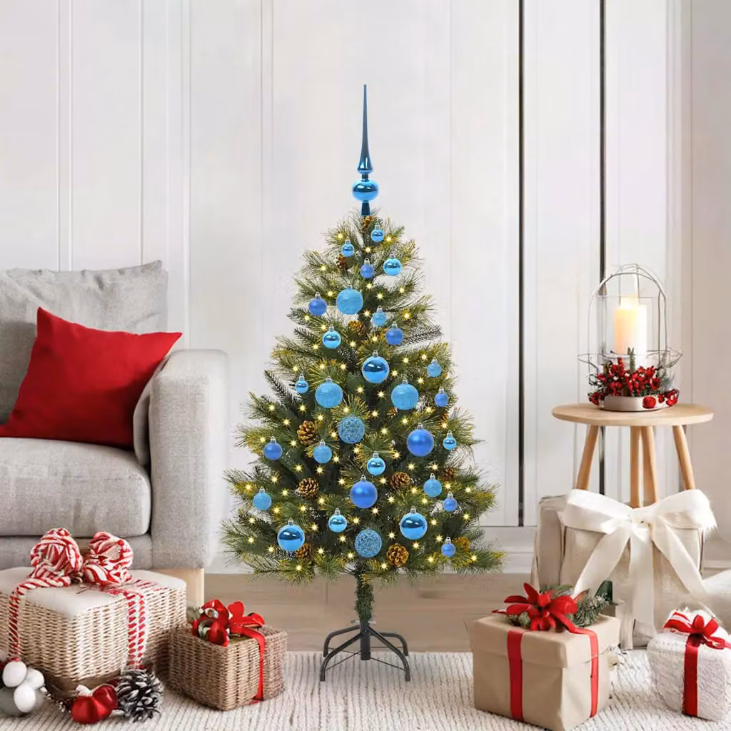 Albero di Natale artificiale da tavolo vidaXL con coni LED luce bianca calda, Verde, Altezza: 120 cm
