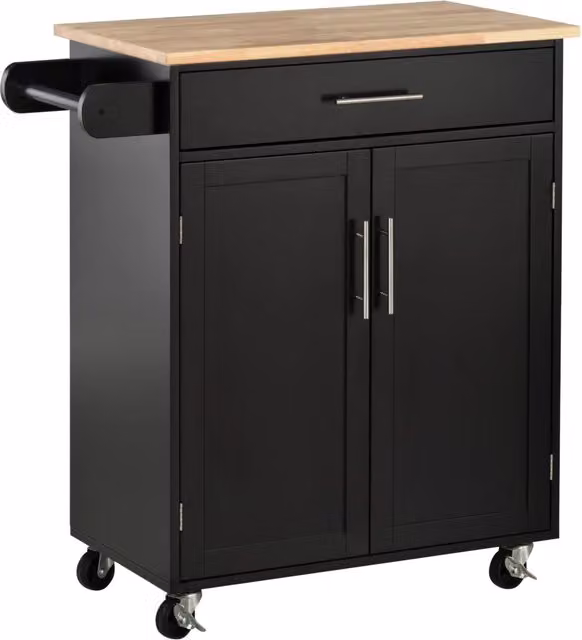 Carrello da cucina Xylo con cassetto e portasciugamani nero L: 83 cm, P: 45 cm, H: 91,5 cm