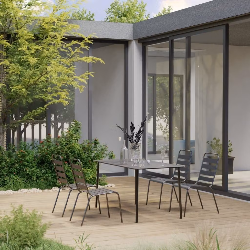 Maison Exclusive - Set da pranzo da giardino 5 pezzi in acciaio grigio scuro