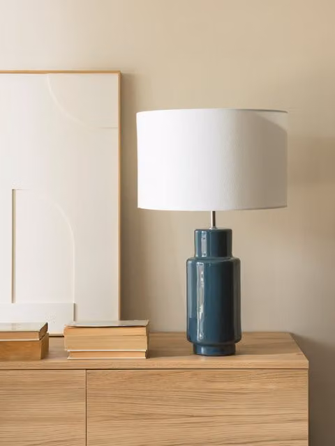 Lisbon lampada da tavolo in ceramica blu e bianca Kenay Home H: 35 cm