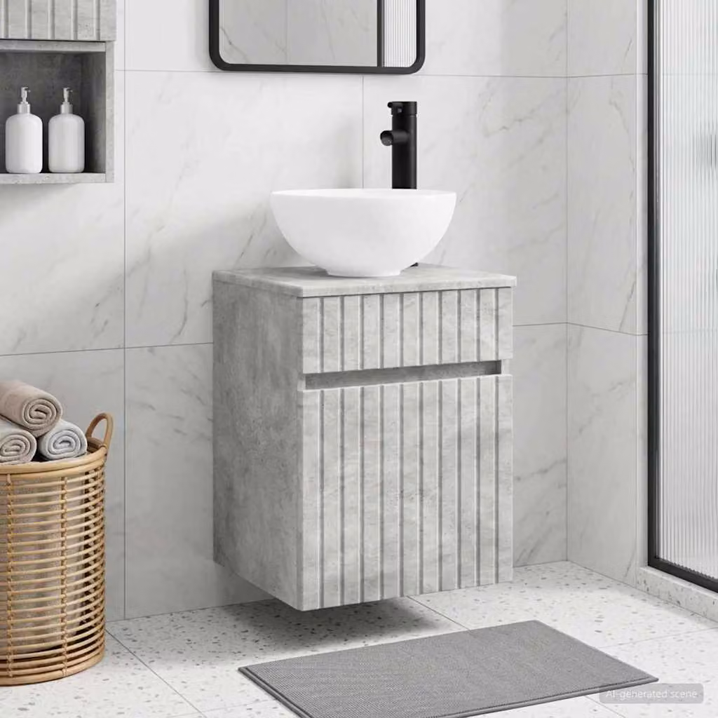 Mobile lavabo da parete moderno vidaXL Grigio, L 39 cm x P 35 cm x H 63 cm