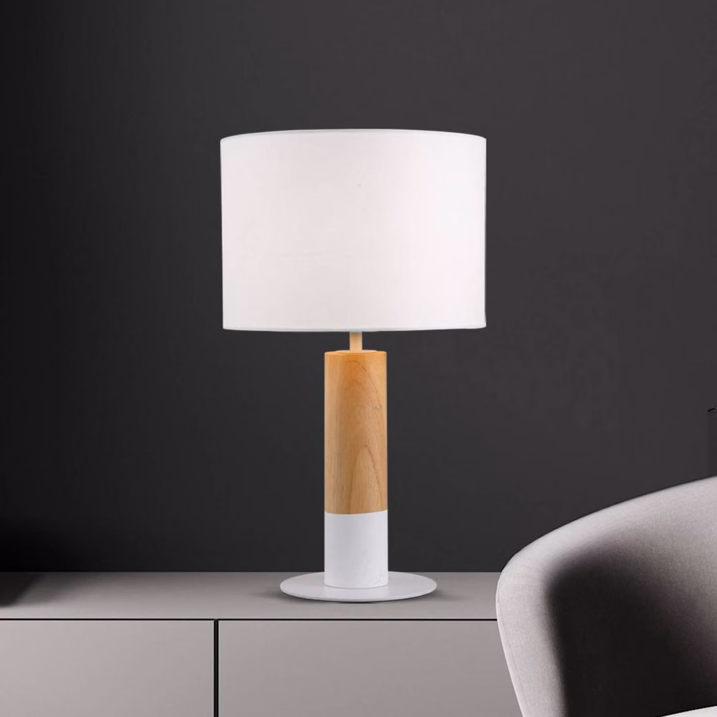 Viokef Lampada da tavolo Carroll, Bianco / Opale, Soggiorno / Sala da pranzo, Tessuto / Stoffa / Seta, Lampada da tavolo