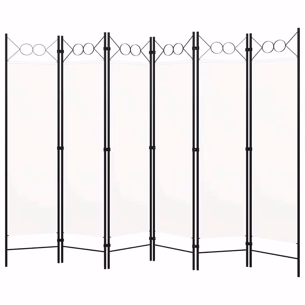 Paravento a 6 Pannelli vidaXL Bianco con Design Geometrico L 240 cm x H 180 cm
