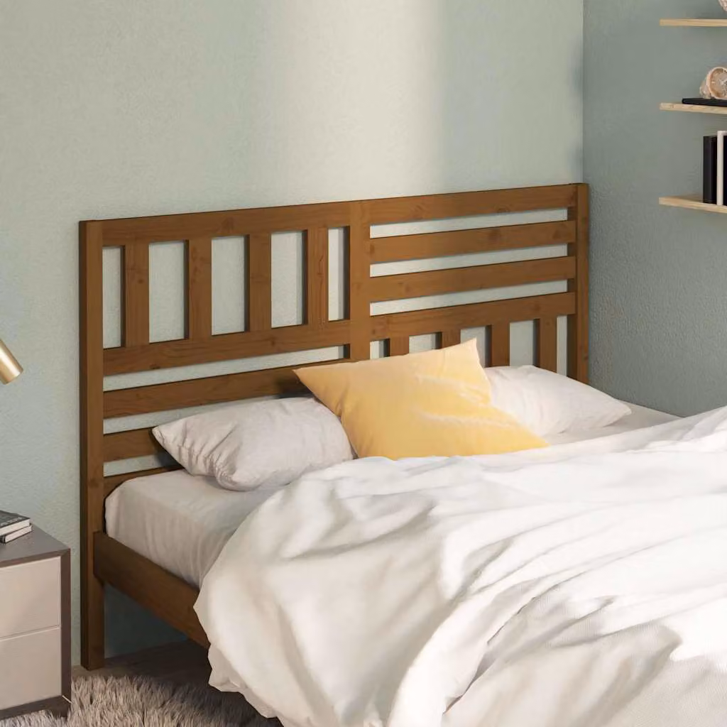 Testiera per letto vidaXL in legno massello di pino color marrone stile rustico L: 141 cm, P: 4 cm, H: 100 cm
