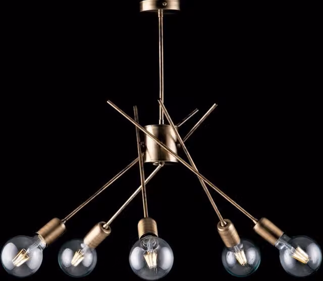 Plafoniera Industrial Polish Metallo Bronzo 5 Luci E27