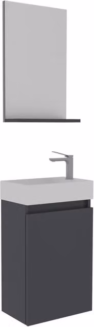 Set mobile lavabo con specchio (2 pezzi) "Conza 45" - 45 x 26 x 75 cm - Antracite opaco